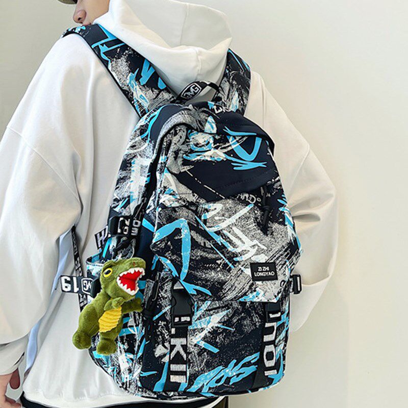 书包初中男生高中生潮酷双肩包青少年男孩小学生4一6年级涂鸦背包