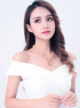 水晶吊坠项链女珍珠锁骨链珠妈妈款时尚2021年新款装饰首饰挂件夏