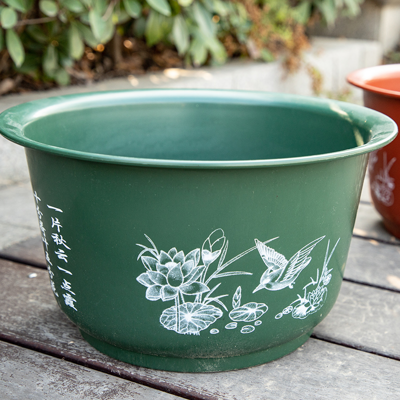 无孔荷花盆加厚加大仿陶瓷塑料花盆碗莲睡莲盆水培绿植大花盆包邮