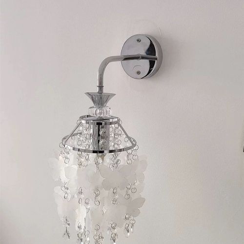 茶栗法式复古浪漫蝴蝶贝壳水晶餐厅床头风铃吊灯简约北欧阳台吧台