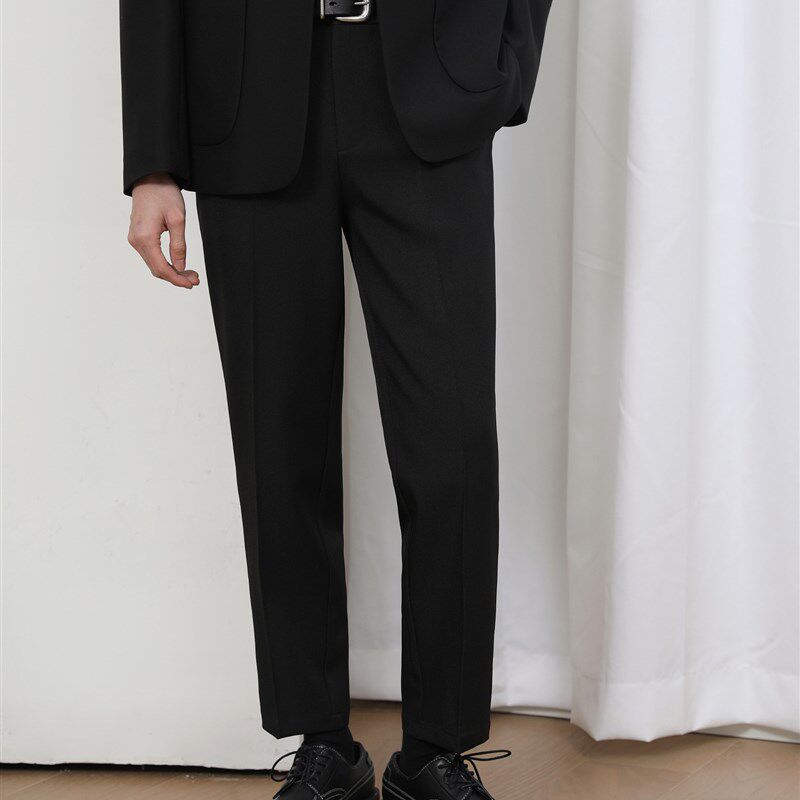 阿茶与阿古黑色高级感西装男套装春季新品宽松简约休闲西服西裤