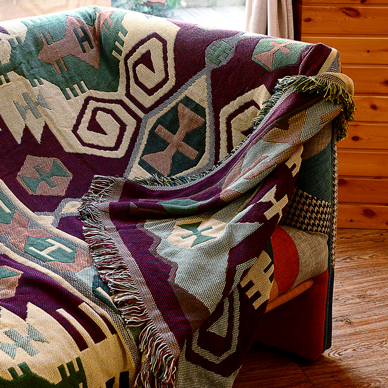 美式乡村三人沙发巾垫罩套纯棉全包欧式组合沙发布双面老虎椅盖毯