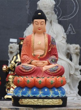 寺庙供奉阿弥陀佛 88cm释迦佛佛祖古彩观音地藏王娑婆三圣如来佛