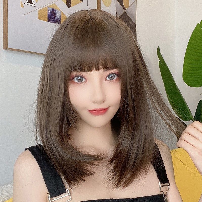 公主李假发女中长发 网红齐肩锁骨短发 自然全头套内扣长直发