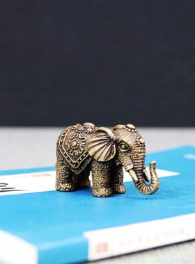 黄铜实心铜大象纯铜小号摆件黄铜福象手把件仿古玩铜器铜雕小铜件