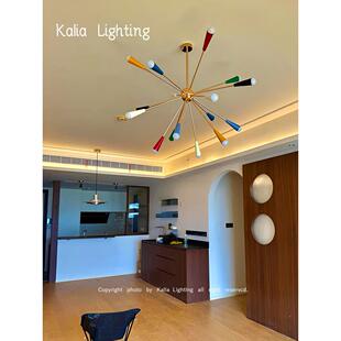 中古Sputhik彩色烟花灯法式孟菲斯别墅挑空客厅餐厅卧室分子吊灯