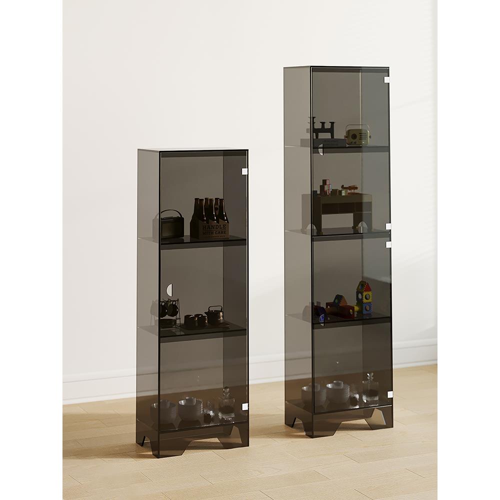 轻奢亚克力防尘书柜落地置物柜客厅多层展示柜卧室书架带门可带灯