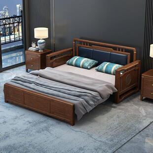 新中式实木沙发床客厅两用小户型家用多功能伸缩抽拉折叠床带抽屉