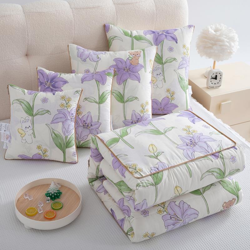 A类抗菌抱枕被子两用全棉纯棉凉被空调被车用靠枕办公室午睡毯子