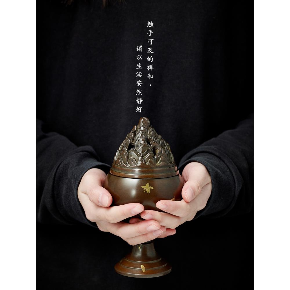 铜香炉纯铜家居室内彷古大型檀香香炉佛像香炉沉香盘香炉博山香炉