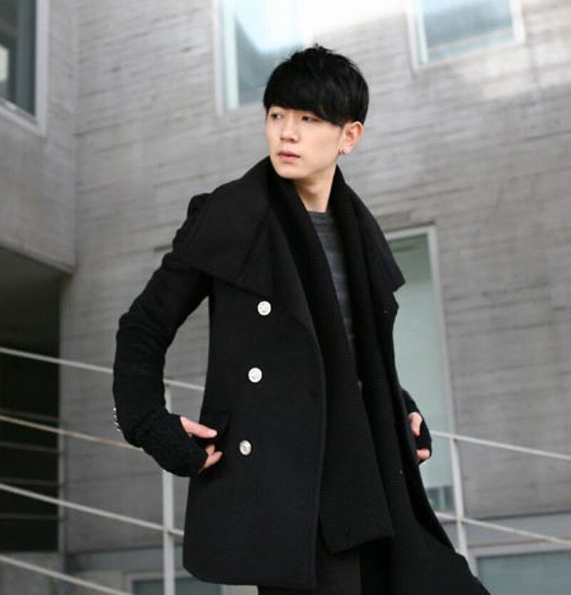 秋冬新款韩版韩国时尚休闲修身英伦男装潮流外套男装男士大衣风衣