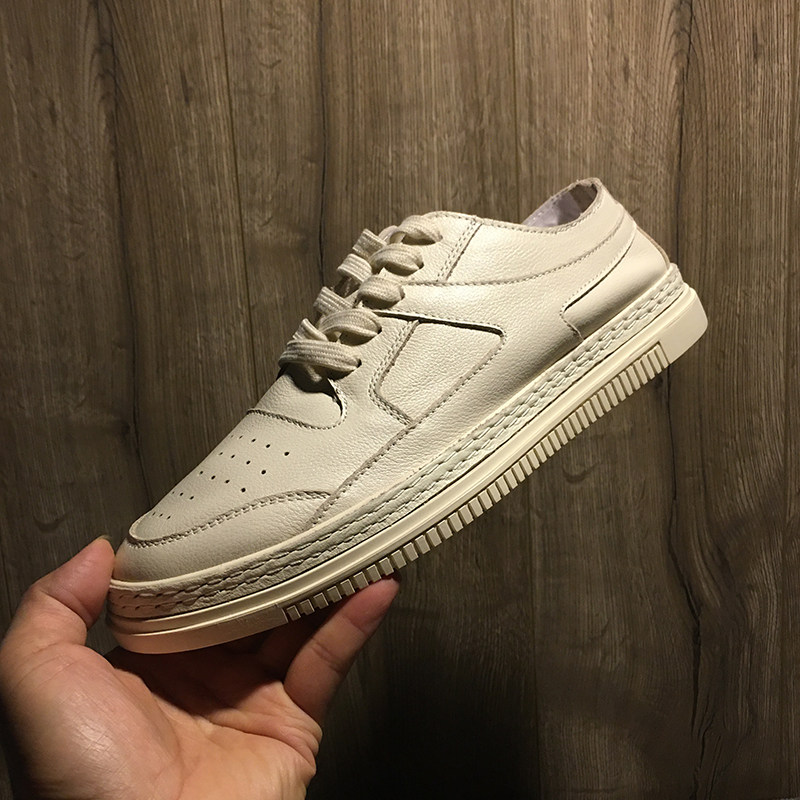 小白鞋男鞋真皮2023新款系带镂空休闲鞋韩版透气简约百搭软底板鞋,流行男鞋,时尚休闲鞋,淘宝优惠券,粉丝福利购,淘宝优惠卷