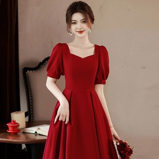 敬酒服新娘红色气质订婚礼服裙结婚回门便装 答谢宴平时可穿高级感