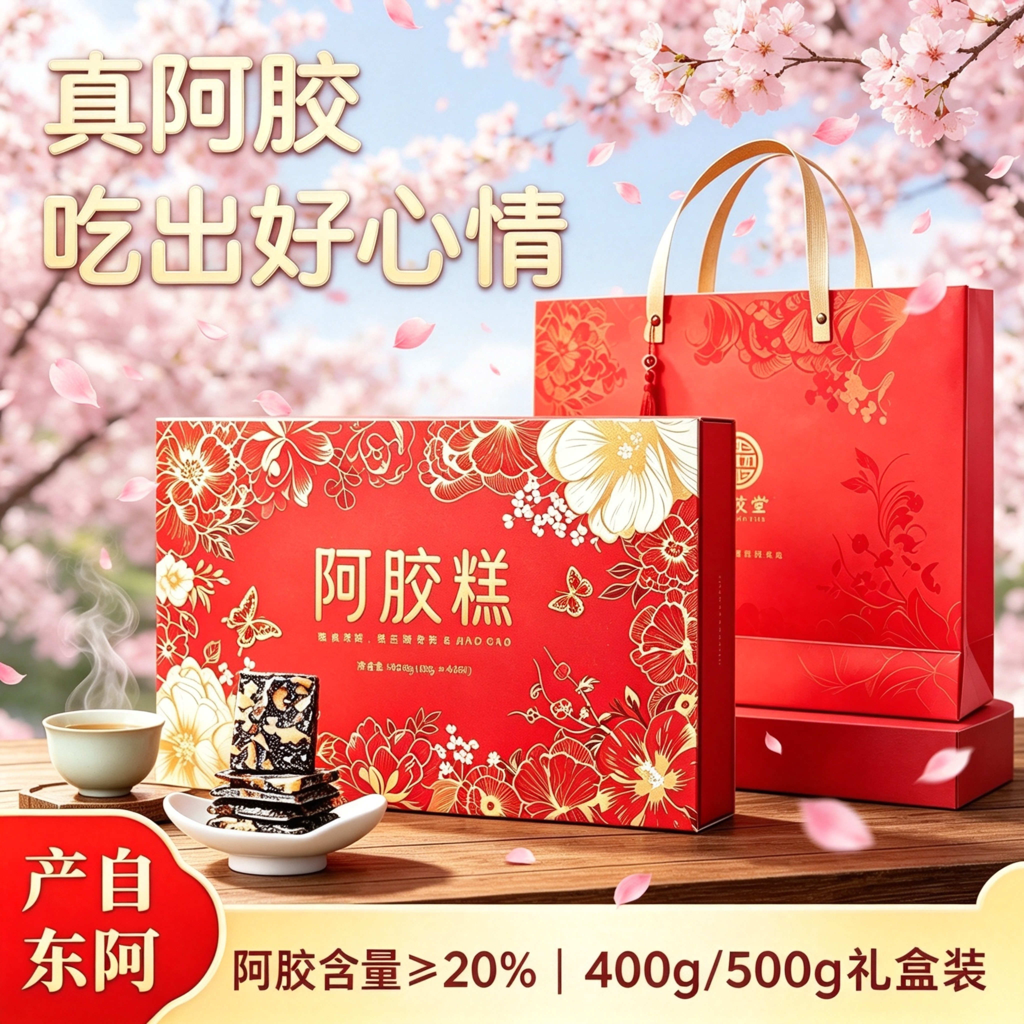 东阿产即食手工阿胶糕礼盒装小锅熬制过节送妈妈婆婆女友实用礼物