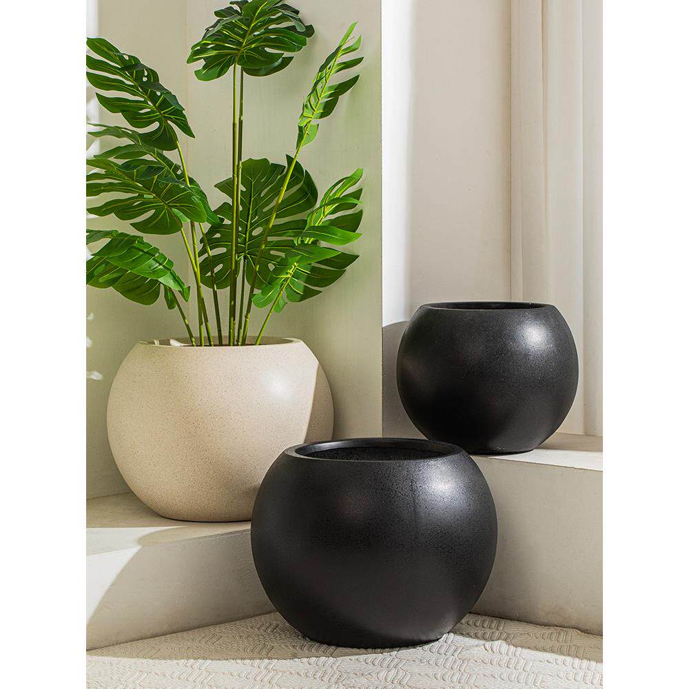 大型花盆大型特大型镁泥水泥高端花盆怪物黑色钻石花盆黑色圆形花