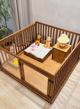 中式宠物围栏室内别墅可移动中小型犬专用狗窝床狗笼子狗围栏顶盖