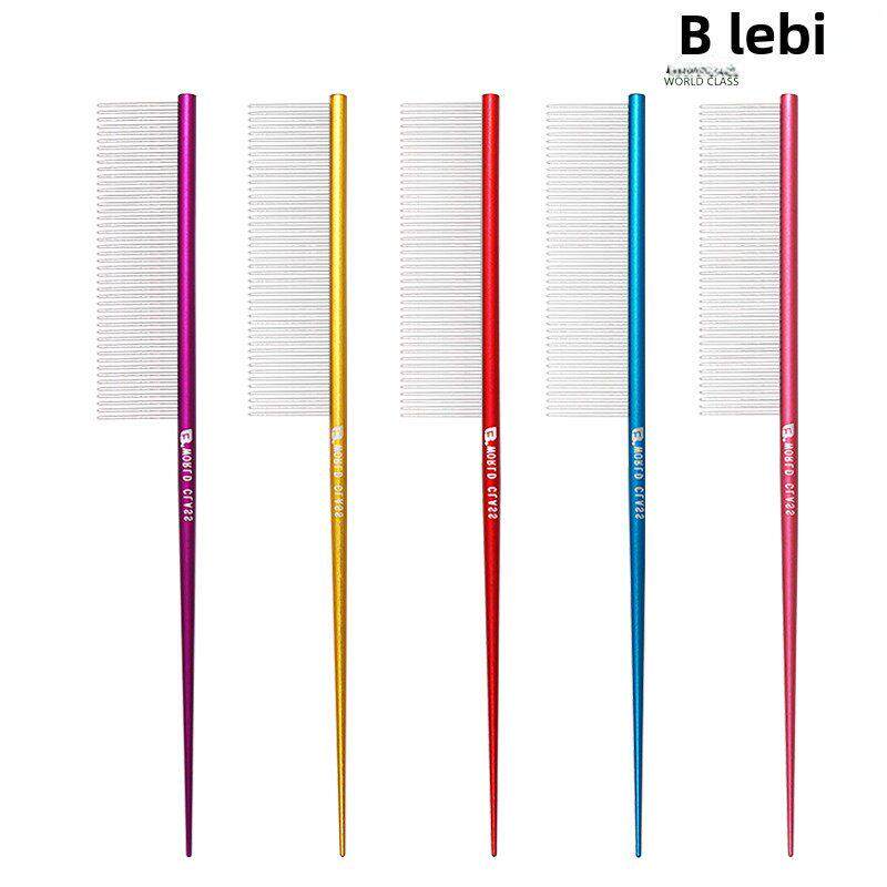乐比排梳宽齿密齿铝合金彩色铝柄尖尾梳排梳宠物美容梳边界梳
