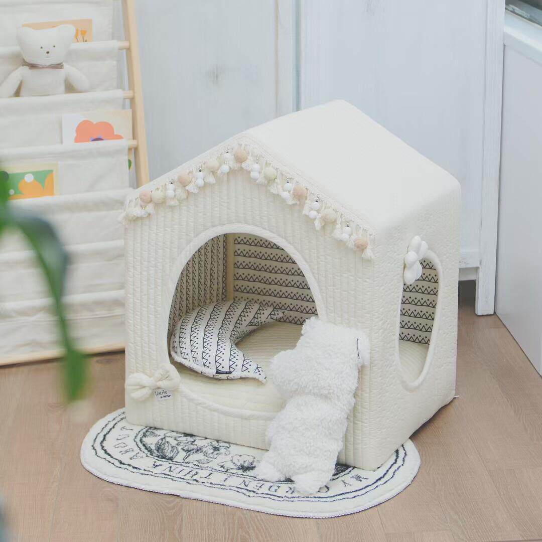 petman室内狗屋半封闭狗窝猫窝小型犬别墅狗房子可拆洗宠物帐篷窝