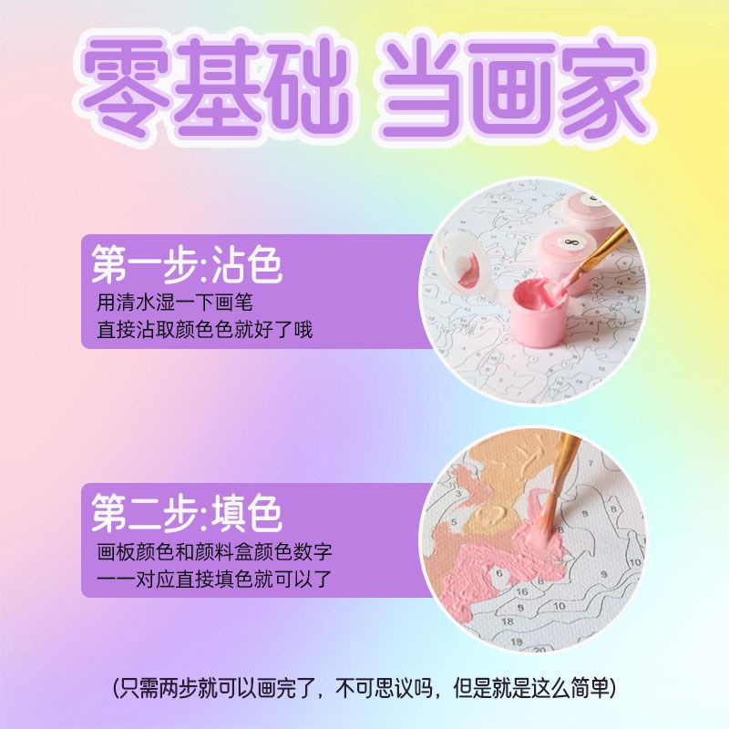 佳彩天颜 diy数字油画浪卷夕阳减压治愈填色丙烯画装饰风景油彩画