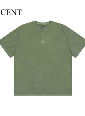 mucent做旧环形LOGOT恤短袖女夏外穿2025新款上衣男时尚宽松休闲