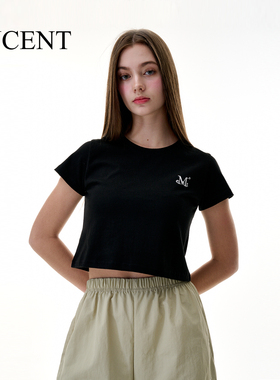 mucent小LOGOT恤短袖上衣女夏2025新款宽松纯棉短款时尚流行百搭