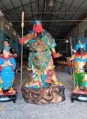树脂佛像寺庙祠堂工艺品摆件 贴金彩绘1.70m绿袍九龙立刀关公神像