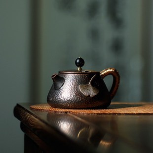 纯紫铜银杏铜壶纯手m工加厚泡茶壶围炉煮茶功夫茶具冲泡壶家用茶