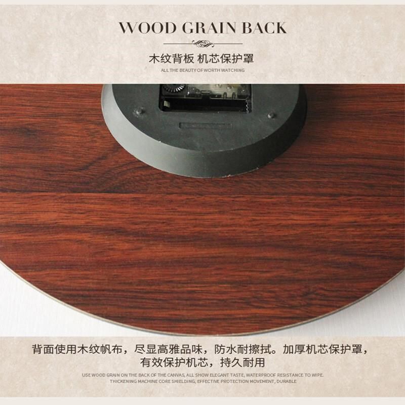 挂钟复古木质时钟壁挂装饰圆形钟表创意静音钟表