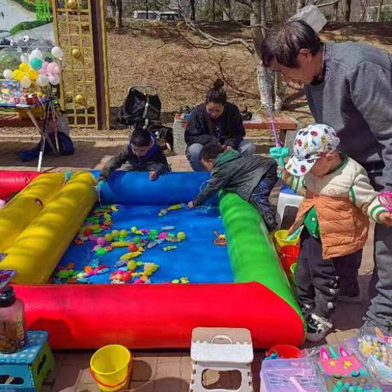 儿童充气沙池摆摊广场公园室内围栏幼儿园地摊装抓钓鱼水池