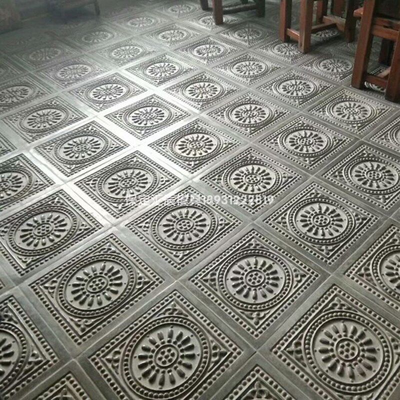 砖雕水泥唐莲地砖模具 仿古建筑庭院地板影壁浮雕防滑广场砖塑胶