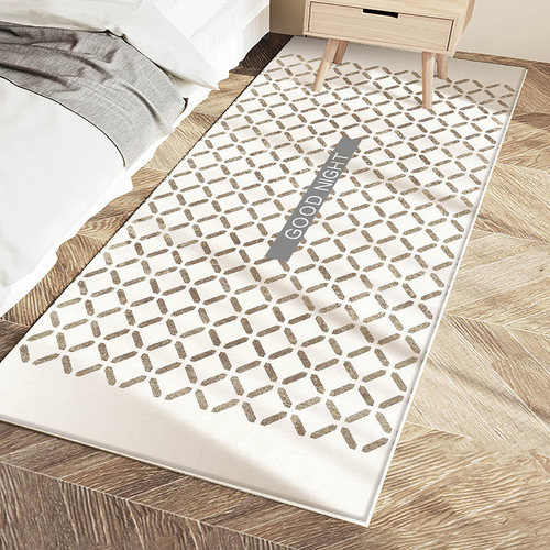 床边地毯卧室in风儿童长条地毯加厚床前侘寂奶油色地垫