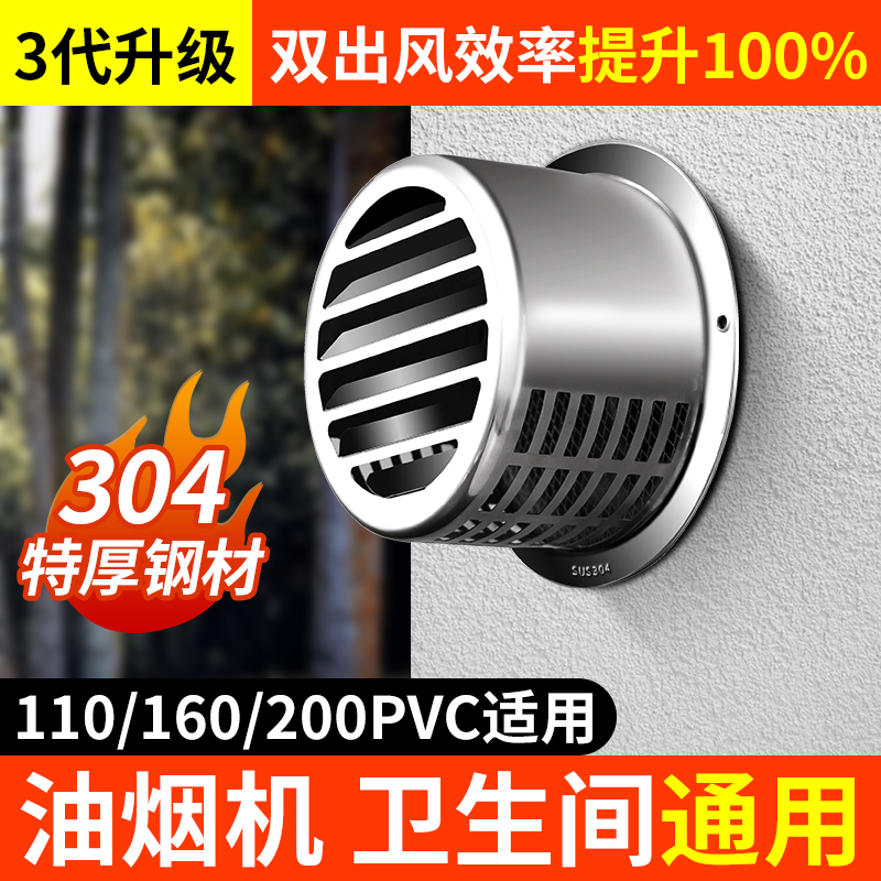 304不锈钢通风球外墙出风口油烟机排烟管防风罩化妆室防雨帽透气