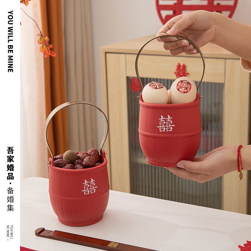 吾家婚品结婚婚庆用品子孙桶出嫁用喜字装饰娘家陪嫁嫁妆喜桶
