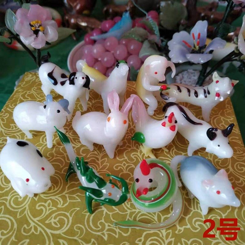 年代北京非遗纯手工十二生肖料器老琉璃十二生肖小怀旧
