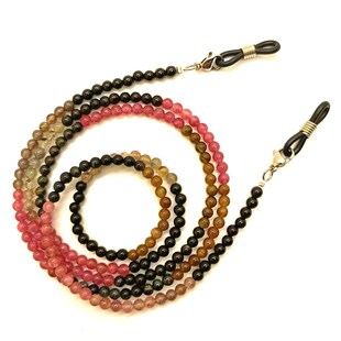 新款天然彩色f碧玺眼镜链眼镜挂链圆珠石珠子眼镜链老花镜链子