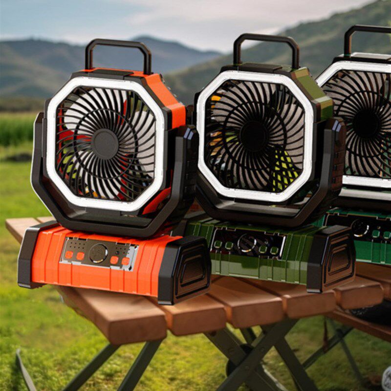 带灯的新型户外露营风扇,遥控挂钩,便携式大容量移动电源,野餐家