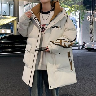 青少年中长款 外套男孩初高中学生羽绒棉服胖大童加厚棉袄 棉衣冬装