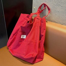 随意慵懒大包包双带敞口休u闲包百搭大容量布袋韩系日系风大女包