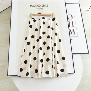显瘦波点裙 复古赫本风半身裙 高腰a字伞裙中长款 新款 女 2022夏季