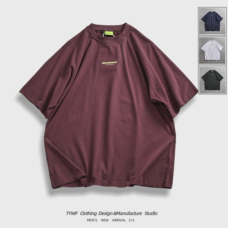 280g重磅情侣夏日宽松廓形半袖T恤衫男青年潮款高街双面印花短袖T