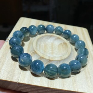 天然蓝晶石手链蓝绿双色共生水晶手串男女款蓝绒晶单圈一物一图