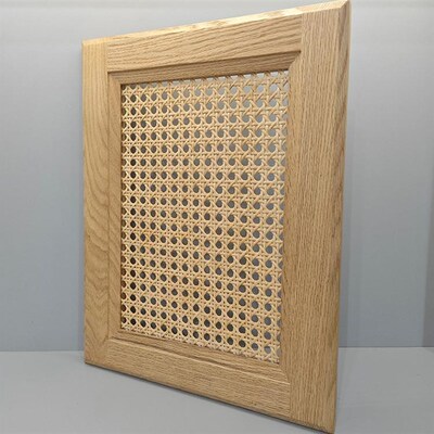 藤编柜门定制日式中古风门板侘寂卧室G镂空麻编拼框原木风实木柜