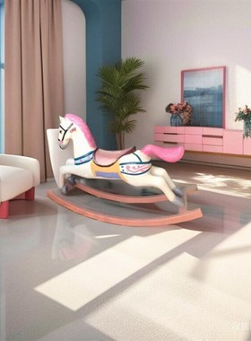 玻璃钢摇摇马儿童坐骑q玩具旋转木马摇摇车摆件拍照摄影道具装饰