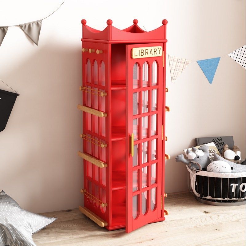 电话亭书柜学生家用实木收纳架英伦多层储物柜儿童书架落地置物架,住宅家具,儿童书柜,淘宝优惠券,粉丝福利购,淘宝优惠卷