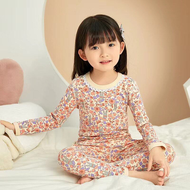 儿童秋衣秋裤套装纯棉无骨秋冬加厚保暖内衣女宝宝打底男童睡衣裤