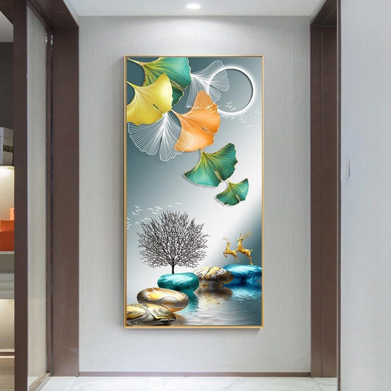 玄关装饰画走e廊尽头壁画客厅过道挂画2023新款现代简约轻奢风高