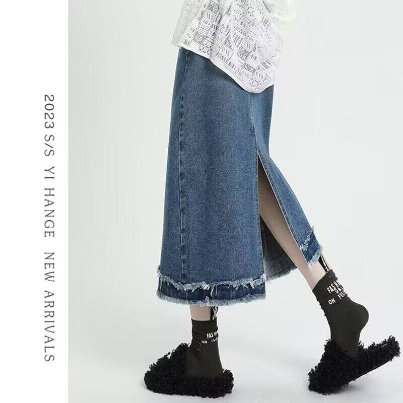 孕妇毛边牛仔开叉半身裙夏季薄款外穿韩版中长款遮胯长裙直筒半裙,孕妇装/孕产妇用品/营养,半身裙,淘宝优惠券,粉丝福利购,淘宝优惠卷