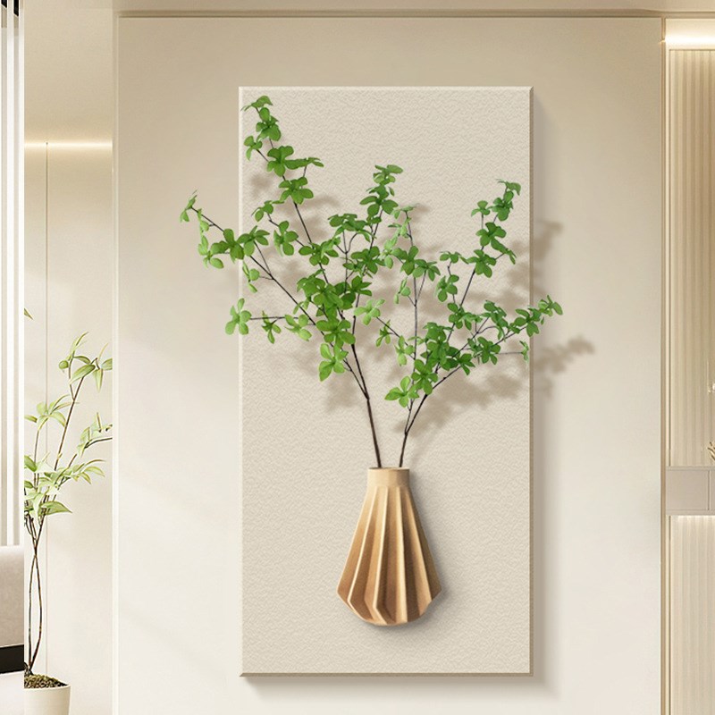 现代简约玄关装饰画绿植实物立体砂岩画客厅走廊过道抽象挂画