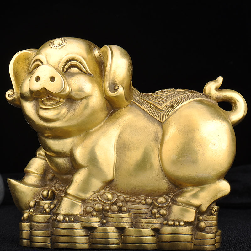 普生缘铜猪摆件纯铜金猪金猪生肖猪家居装饰品办公室大小装饰摆件