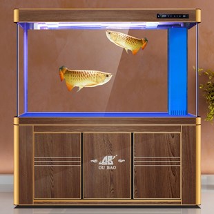 胜居龙鱼缸水族箱1.2米铝合金流水幕墙瀑布雨淋式 中大型客厅弯缸